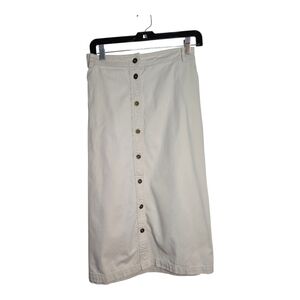 Vintage Laura Scott Tan Button Down Twill Relaxed Fit Skirt Sz 16W